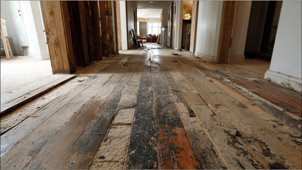 Uneven subfloors during flooring construction real images