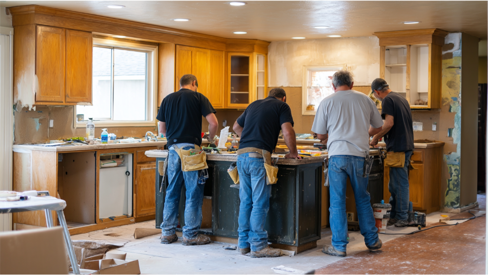 a team of 4 doing a kitchen remodel in the sacramento area