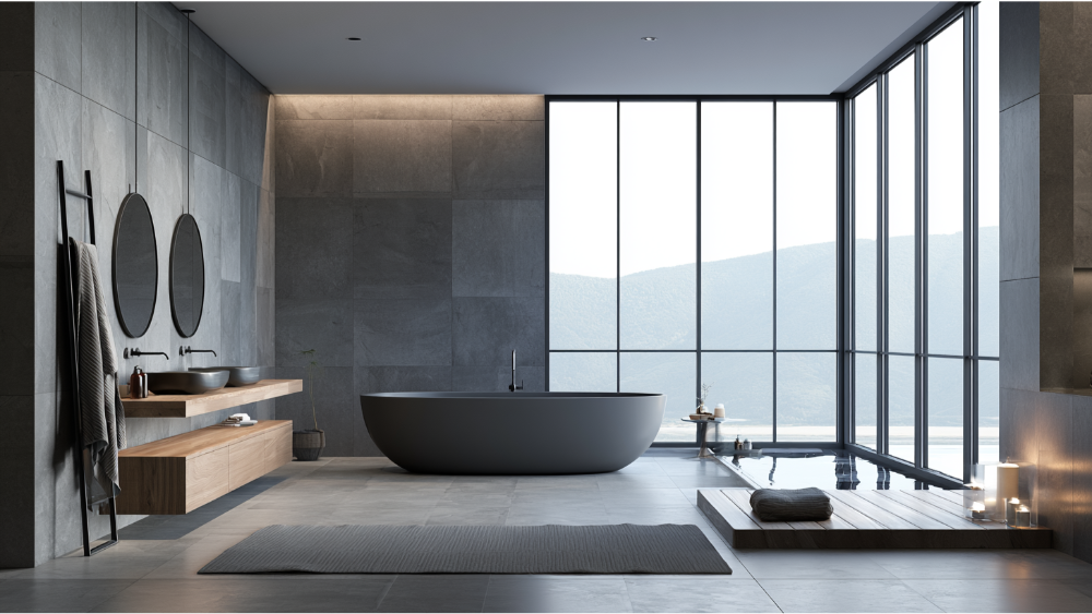 Large Format Tiles and Seamless Bathroom Design